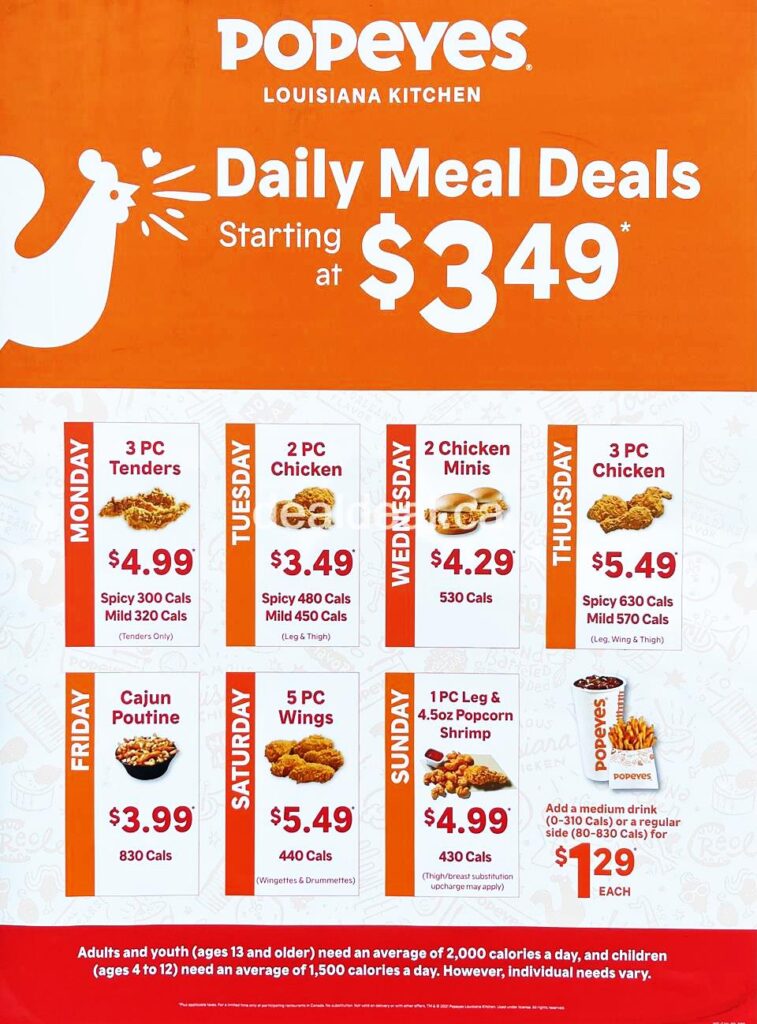 Popeyes Daily Specials 2024 Get your Favorite Popeyes meal