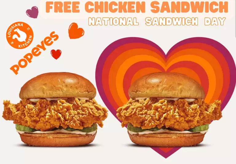free popeyes chicken sandwich